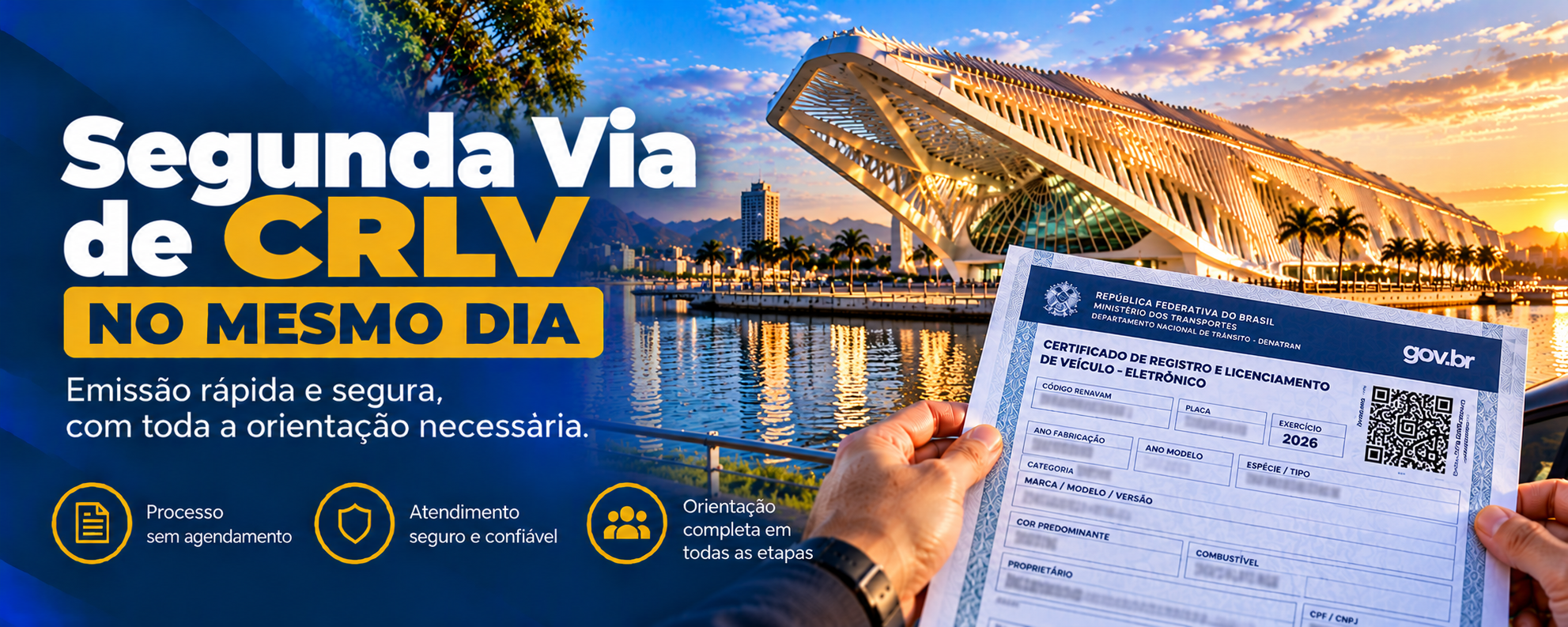 Segunda via de CRLV — Emissão rápida e segura, com toda a orientação necessária.